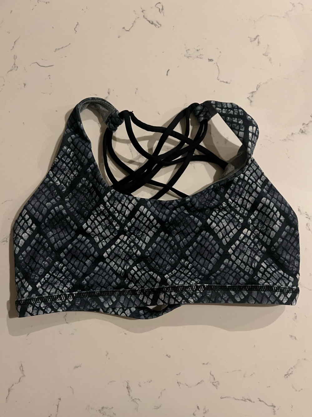 Born Primitive Black & Gray Patterned Strappy Sports Bra